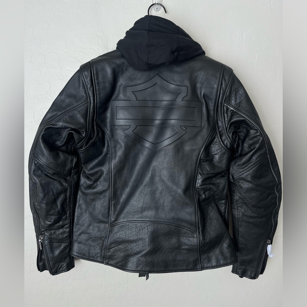 NWT Harley Davidson 3 in 1 Leather motorcycle jacket black small - Picture 7 of 13
